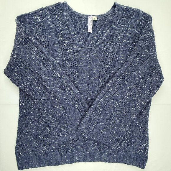 Alya V-Neck Sweater Blue with White sprinkles Women's Medium - Picture 2 of 6